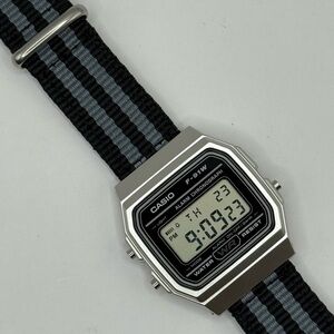 Casio F91W Series | Digital Watch | Chronograph | LED | Grey/Black Nylon Band